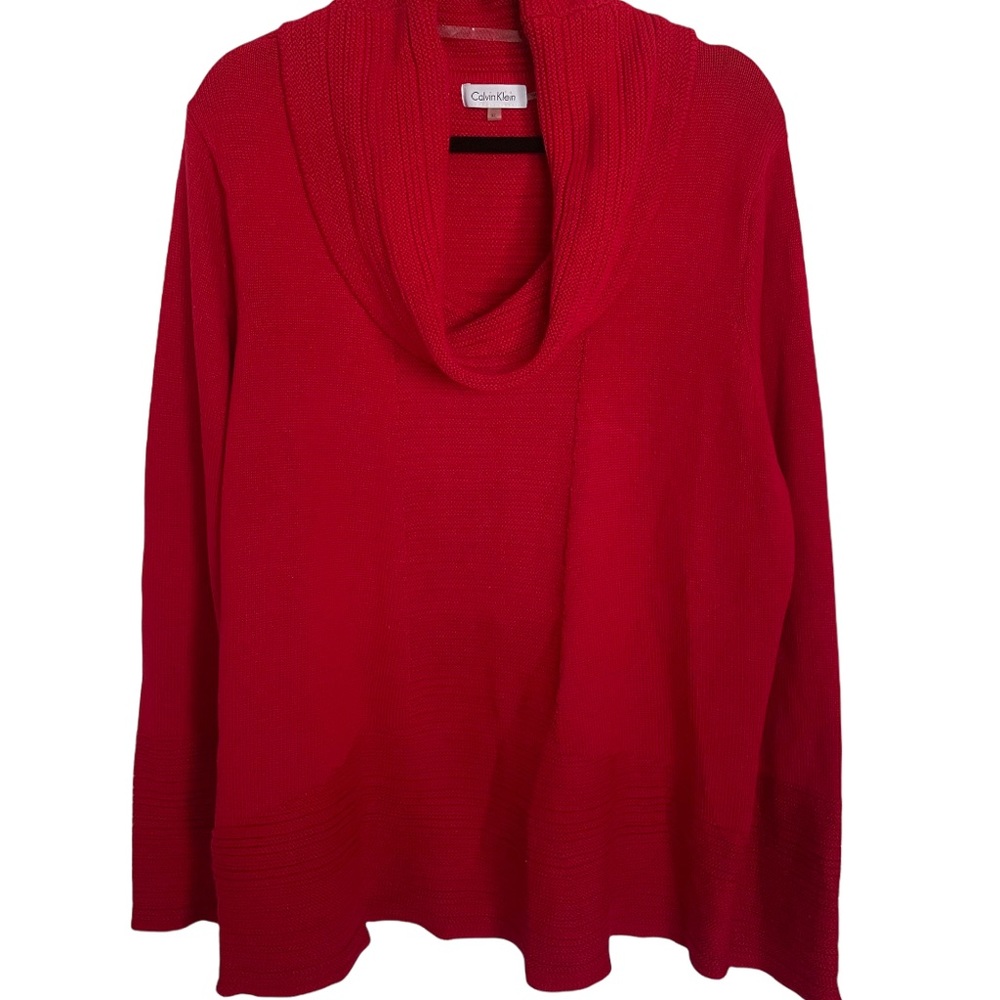 Calvin Klein Red Cowl Neck Tunic Sweater SZ XL